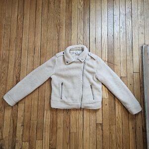 Charlotte Russe Cream Sherpa Jacket with Zipper